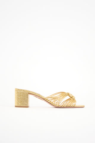 Aquazzura Metallic Leather Club Sandal