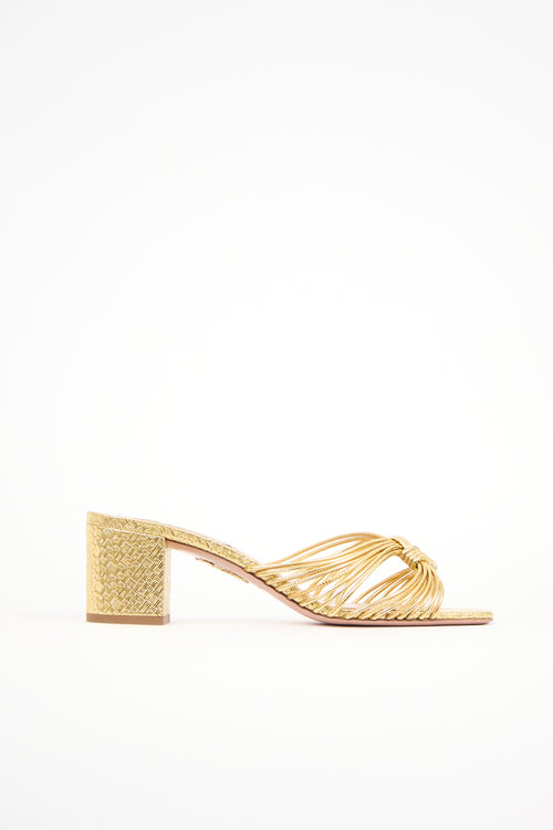 Aquazzura Metallic Leather Club Sandal