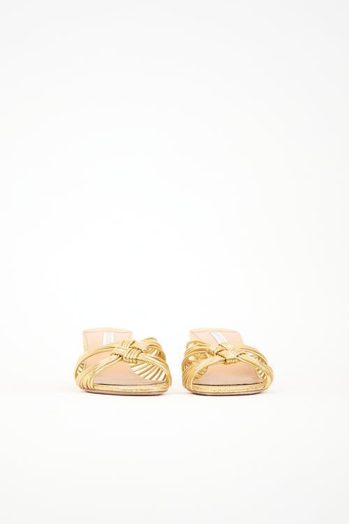 Aquazzura Metallic Leather Club Sandal