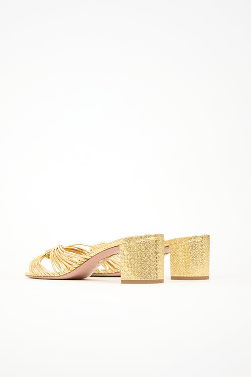 Aquazzura Metallic Leather Club Sandal