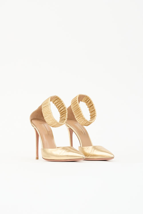Aquazzura Metallic Leather Pointed Heel
