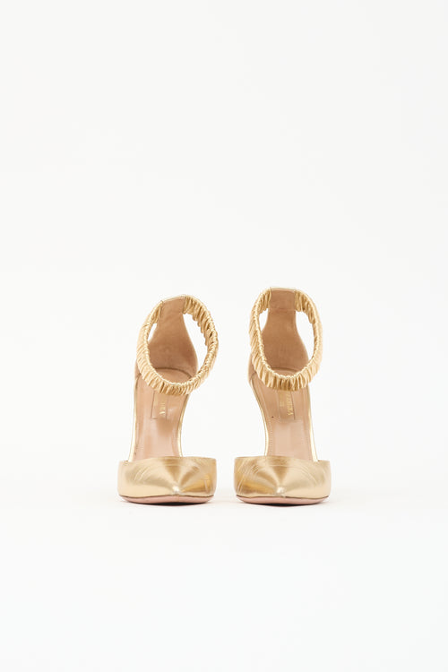Aquazzura Metallic Leather Pointed Heel