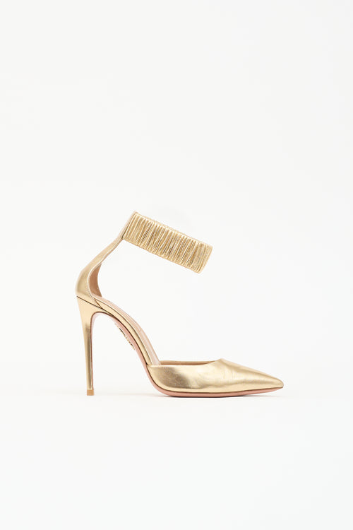 Aquazzura Metallic Leather Pointed Heel