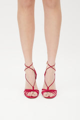 Aquazzura Pink & Gold Suede Whisper Sandal  Edit alt text