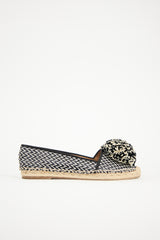 Aquazzura Raffia Pom Espadrille Flat