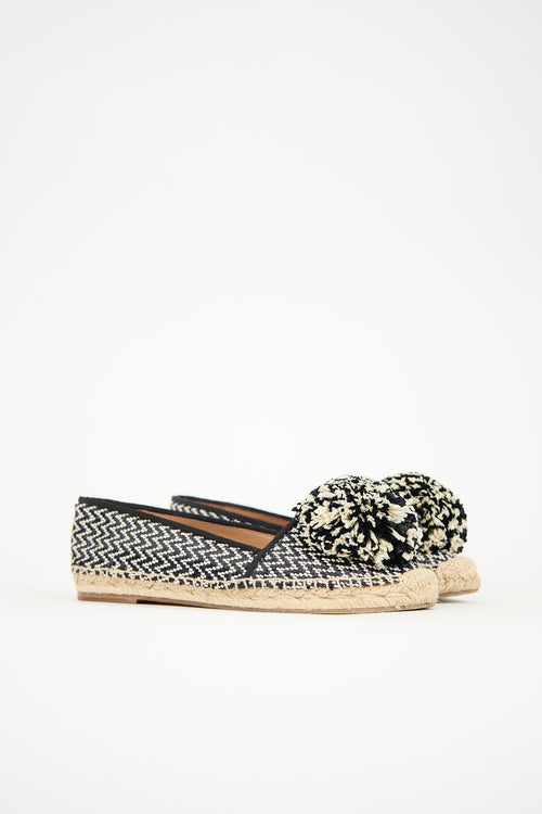 Aquazzura Raffia Pom Espadrille Flat