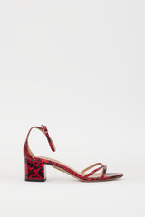 Aquazzura Red & Black Embossed Leather Purist 50 Sandal