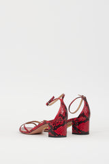 Aquazzura Red & Black Embossed Leather Purist 50 Sandal