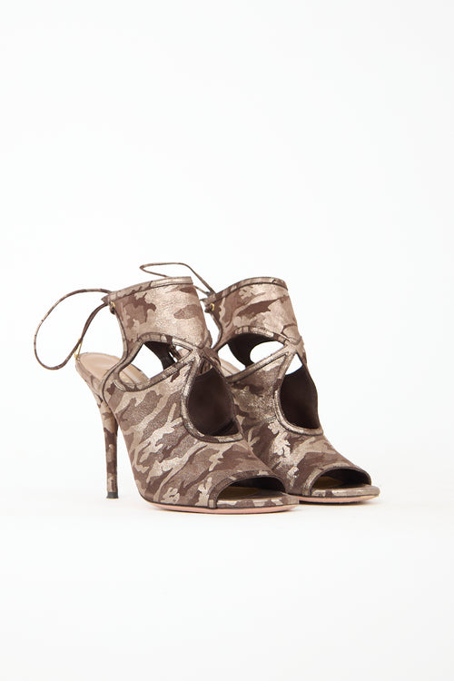 Aquazzura Suede Camo Sexy Thing Heel