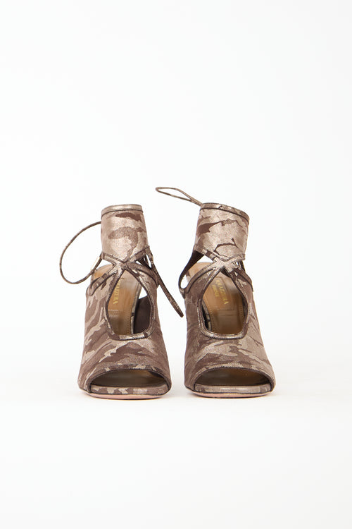Aquazzura Suede Camo Sexy Thing Heel