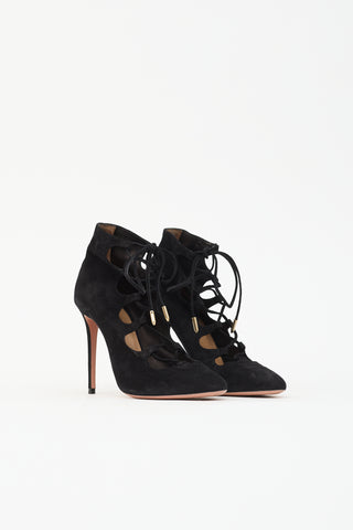 Aquazzura Suede Lace Up Heel