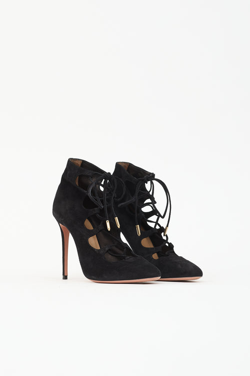 Aquazzura Suede Lace Up Heel