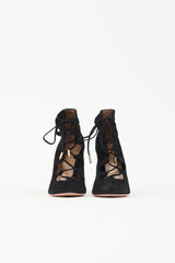 Aquazzura Suede Lace Up Heel