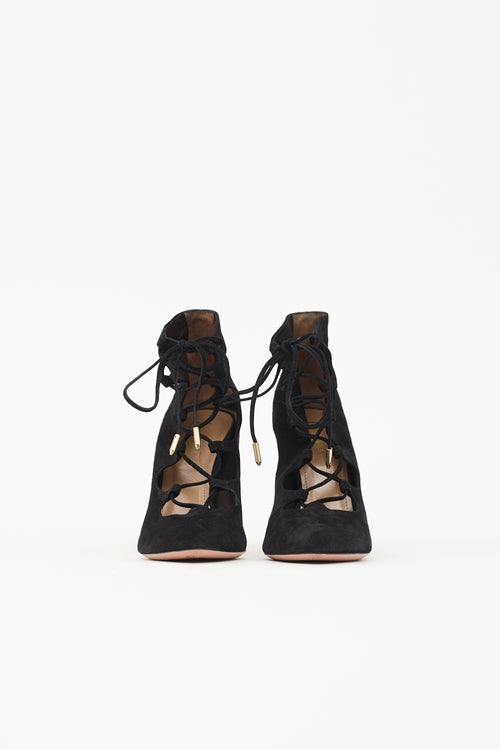 Aquazzura Suede Lace Up Heel