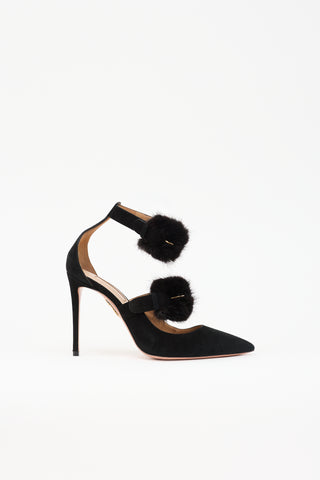 Aquazzura Suede & Fur Heel