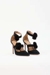 Aquazzura Suede & Fur Heel