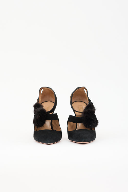 Aquazzura Suede & Fur Heel