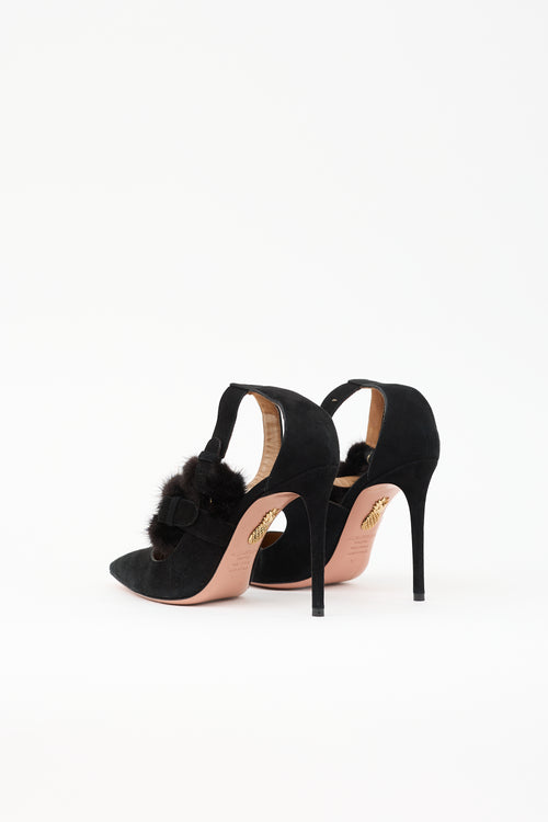 Aquazzura Suede & Fur Heel