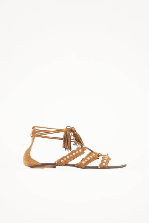 Aquazzura Suede Tulum Fringe Sandal