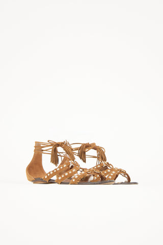 Aquazzura Suede Tulum Fringe Sandal