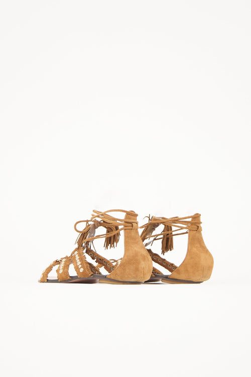 Aquazzura Suede Tulum Fringe Sandal