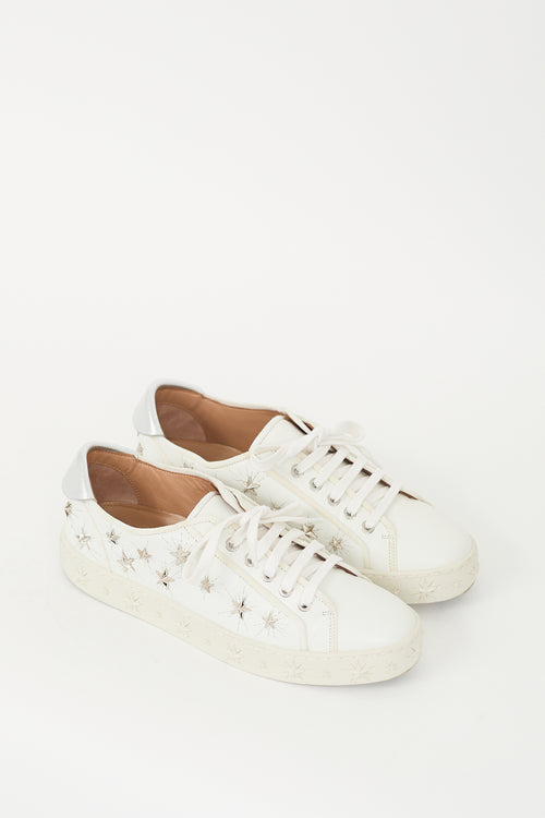 Aquazzura White Leather Star Embellished Sneaker