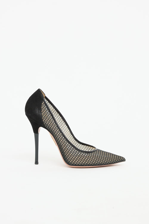 Aquazzura Mesh Pointed Toe Pump