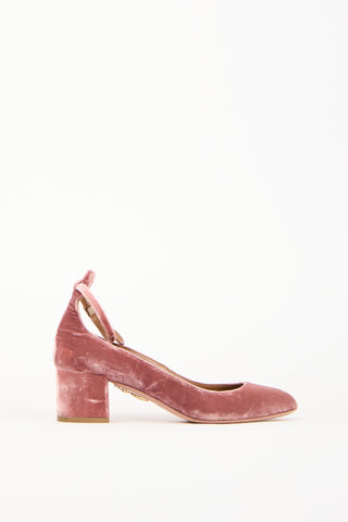 Aquazzura Pink Velvet Alix Pump