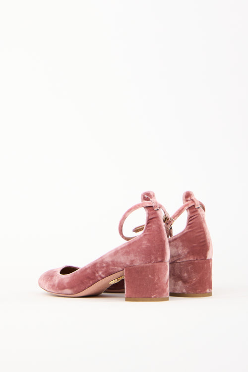 Aquazzura Pink Velvet Alix Pump