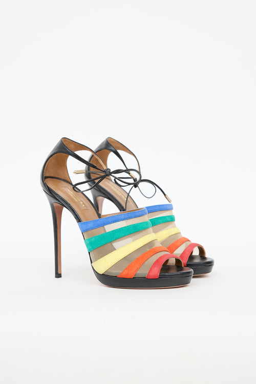 Aquazzura Mesh Leather Peep Toe Pump