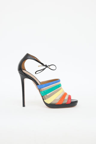Aquazzura Mesh Leather Peep Toe Pump