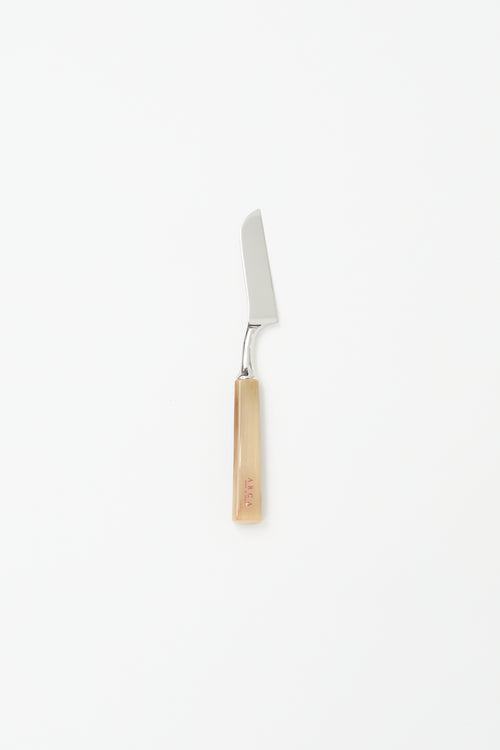 Arca Brown Horn & Stainless Steel Soft Cheese Knife