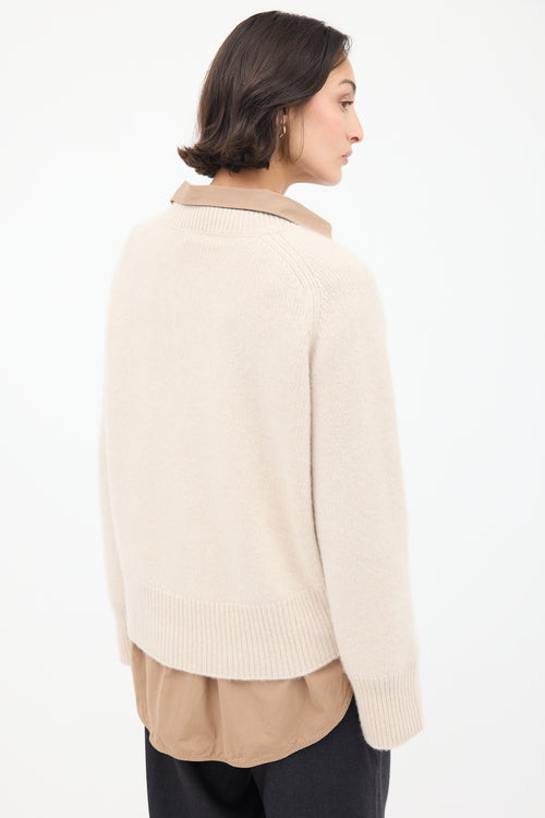 Arch4 Cream Cashmere Anglesey V-Neck Sweater