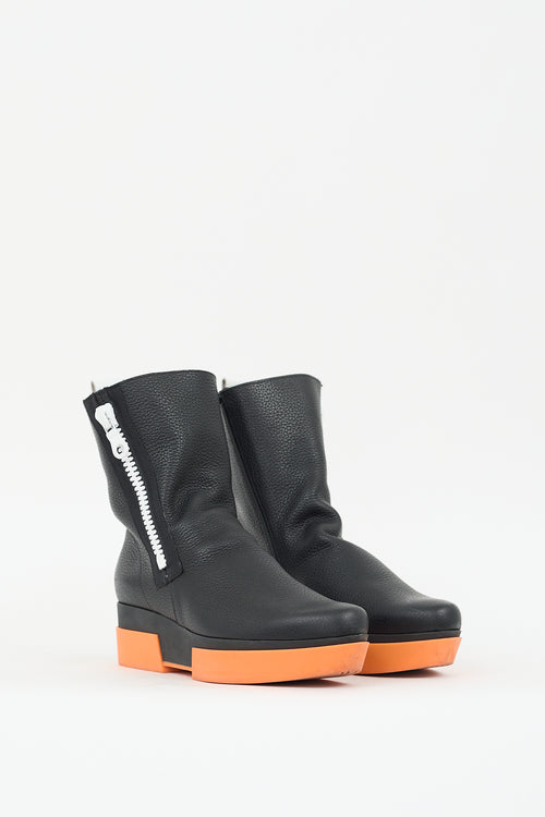 Arche Black & Orange Leather Fylozy Wedge Boot