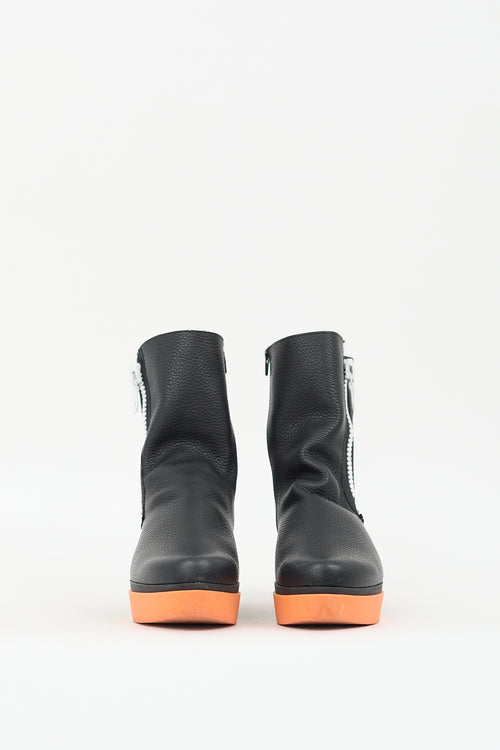 Arche Black & Orange Leather Fylozy Wedge Boot