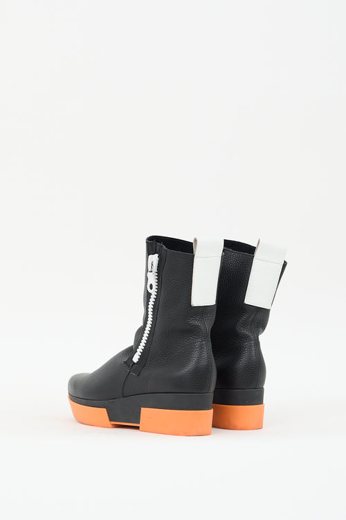 Arche Black & Orange Leather Fylozy Wedge Boot