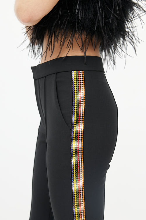 Area Black & Multi Diamante Stripe Cropped Trouser