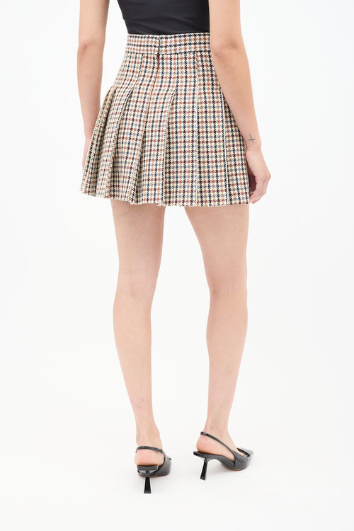 Area Brown & Multi Houndstooth Embellished Skirt