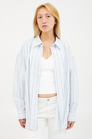Aritzia Babaton Blue & White Striped Essential Oversized Shirt