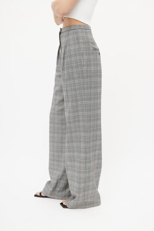 Aritzia Babaton Grey & Multicolour Plaid Trouser