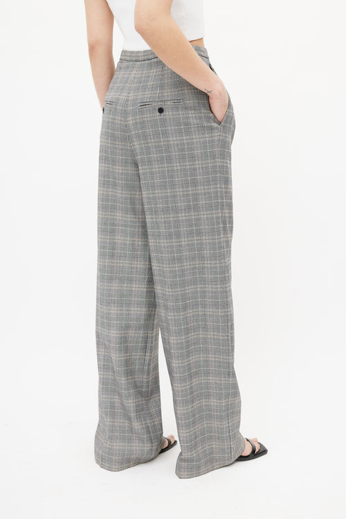 Aritzia Babaton Grey & Multicolour Plaid Trouser