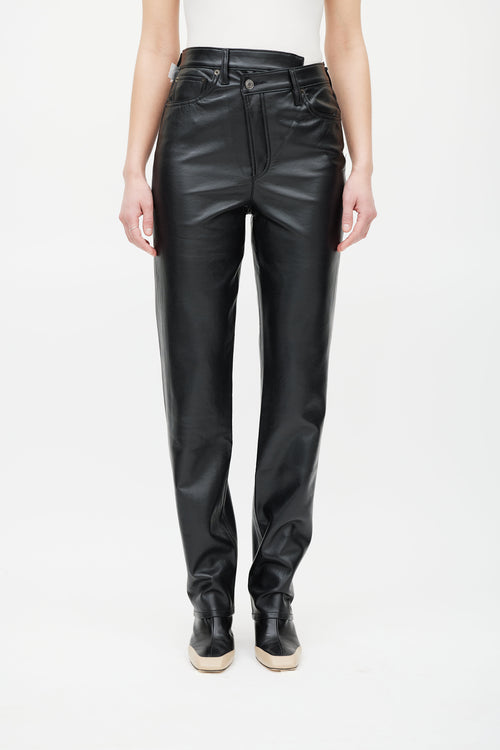 Agolde Black Recycled Leather Criss Cross Straight Pant