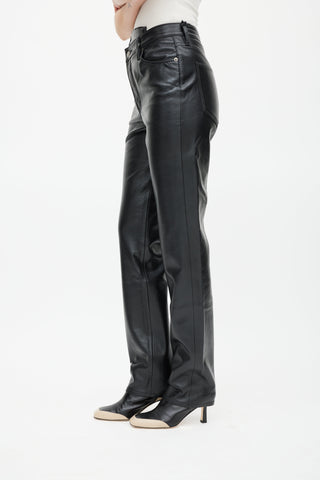 Agolde Black Recycled Leather Criss Cross Straight Pant