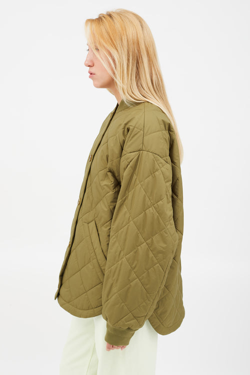 Aritzia Wilfred Green Quilted Pavant Bomber Jacket