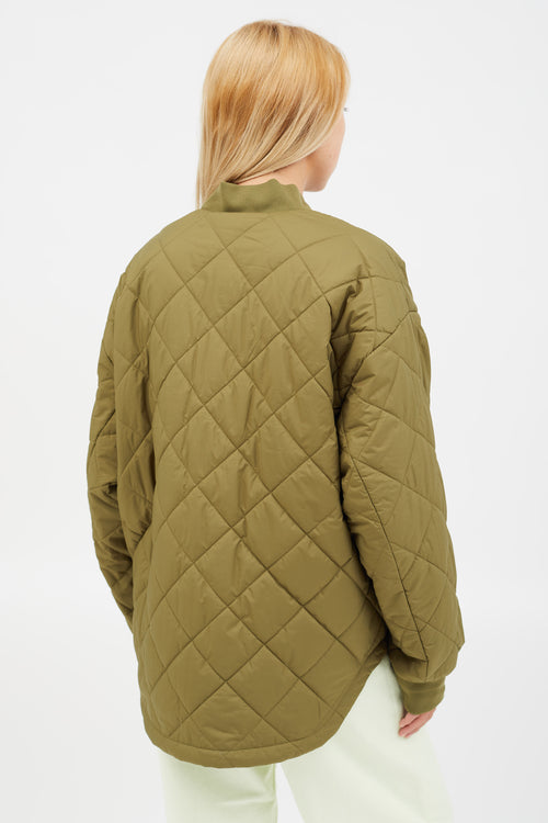 Aritzia Wilfred Green Quilted Pavant Bomber Jacket
