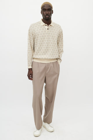 Armani Beige Wool & Cashmere Polo Sweater