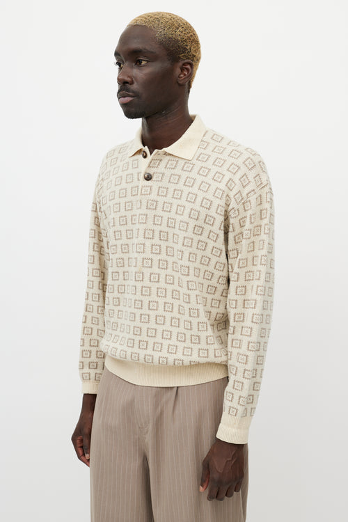Armani Beige Wool & Cashmere Polo Sweater