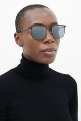 Armani Black AR6076 Mirrored Aviator Sunglasses