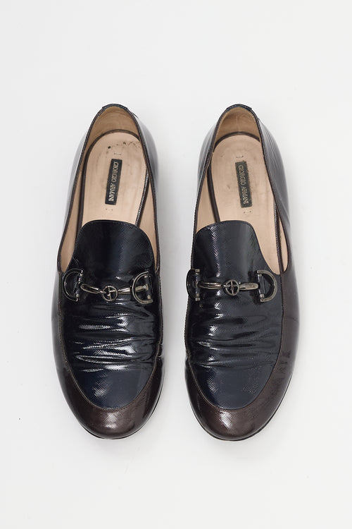 Armani Black & Brown Patent Leather Loafer