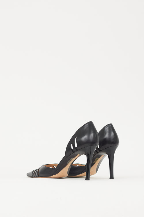 Armani Black Leather Cutout Heel